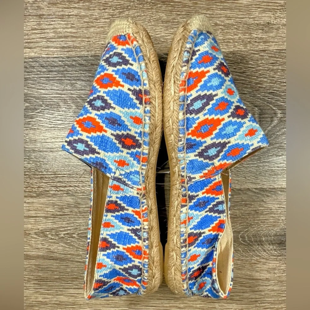 J. Crew Shoes Women 7‎ Blue Orange Geometric NWT Espadrille Cotton Canvas Flat